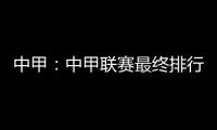 中甲：中甲联赛最终排行榜 东亚夺冠 东进八喜降级